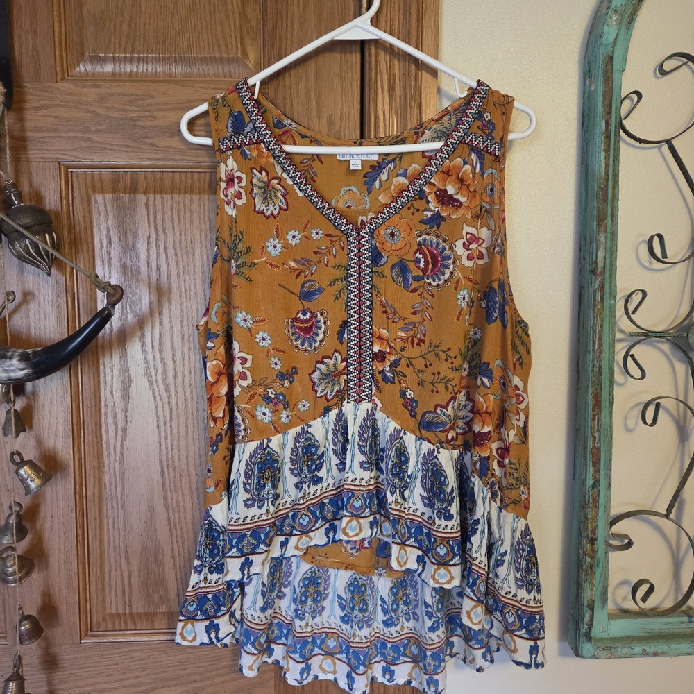Patrons of Peace Multicolor Floral Sleeveless Top
